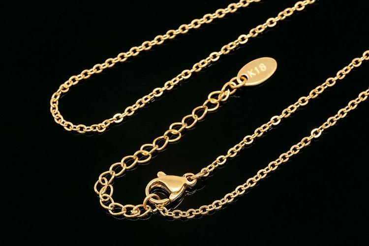 ST012-PVD Gold Plated-(1piece)-Stainless Steel 1.3mm Cable Link Chain Necklace,Tarnish Free Gold Necklaces for Women or Men,Ready Made Chain-Wholesale Chain, [PRODUCT_SEARCH_KEYWORD], JEWELFINGER-INBEAD, [CURRENT_CATE_NAME]