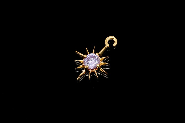 CH6132-Gold Plated-(1piece)-June Alexandrite-CZ Birthstone Pendant-Cubic Sun Charms-Birthstone Star Charms-Wholesale Charm, [PRODUCT_SEARCH_KEYWORD], JEWELFINGER-INBEAD, [CURRENT_CATE_NAME]