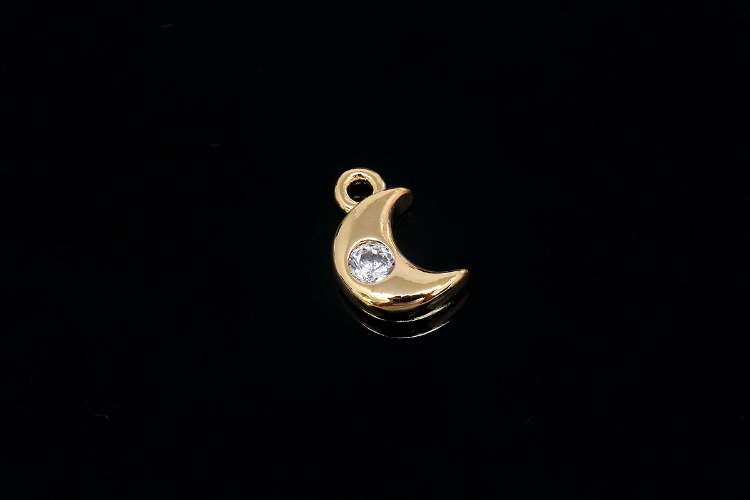 M035-Gold Plated-(1piece)-CZ Crescent Moon Charms-Cubic Moon Charms-Gold Half Moon Pendant-Wholesale Charm, [PRODUCT_SEARCH_KEYWORD], JEWELFINGER-INBEAD, [CURRENT_CATE_NAME]