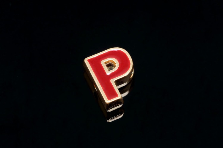[W] EM001-Gold Plated Enamel Initial P-(10pcs)-Enamel Initial Beads,Colorful Alphabet Beads,Multicolor Gold Plated Symbol Beads for Stretch Bracelets-Wholesale Initials, [PRODUCT_SEARCH_KEYWORD], JEWELFINGER-INBEAD, [CURRENT_CATE_NAME]