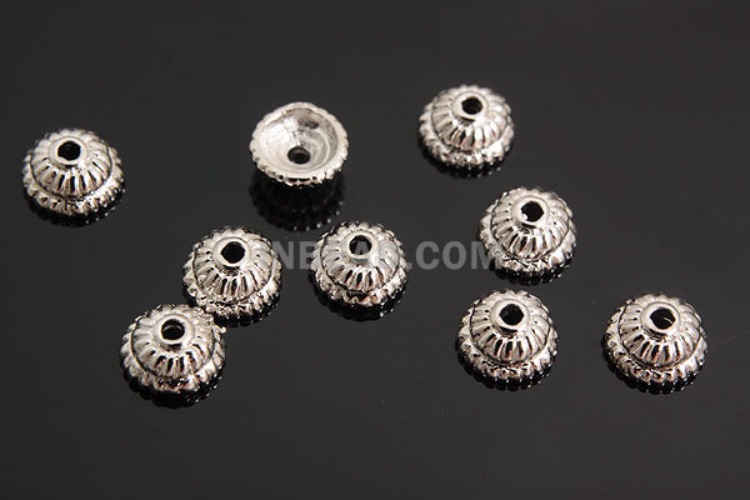 [W] K417-Rhodium Plated-(40pcs)-4.5mm Silver Beads Cap-Wholesale Silver Beads Caps, [PRODUCT_SEARCH_KEYWORD], JEWELFINGER-INBEAD, [CURRENT_CATE_NAME]