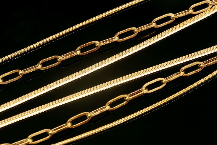 [W] ST010-PVD Gold Plated-(5pcs)-Stainless Steel Multi Strand Layered Chain Necklace, 3 Layered Gold Chain Necklace ,Waterproof-Wholesale Chain, [PRODUCT_SEARCH_KEYWORD], JEWELFINGER-INBEAD, [CURRENT_CATE_NAME]