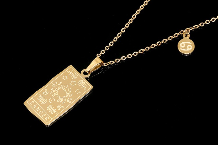 [W] ST002-PVD Gold Plated-(5pcs)-Cancer-Stainless Steel Tarot Zodiac Card  Necklace, Double Sided Square Necklace,Horoscope Necklace,Waterproof-Wholesale Zodiac, [PRODUCT_SEARCH_KEYWORD], JEWELFINGER-INBEAD, [CURRENT_CATE_NAME]