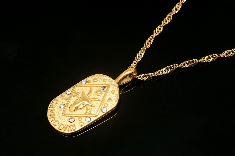 [W] ST004-PVD Gold Plated-(5pcs)-Capricorn-Stainless Steel Zodiac Necklace, Personalised Necklace,Horoscope Sign Necklace,Waterproof-Wholesale Zodiac, [PRODUCT_SEARCH_KEYWORD], JEWELFINGER-INBEAD, [CURRENT_CATE_NAME]
