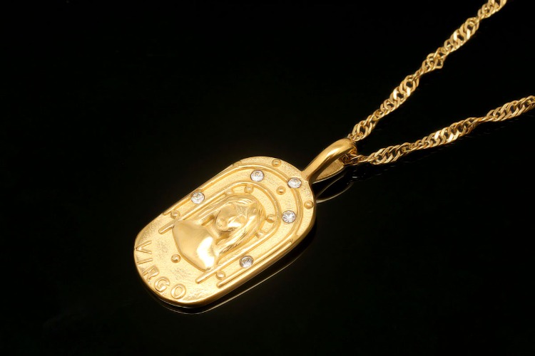 [W] ST004-PVD Gold Plated-(5pcs)-Virgo-Stainless Steel Zodiac Necklace, Personalised Necklace,Horoscope Sign Necklace,Waterproof-Wholesale Zodiac, [PRODUCT_SEARCH_KEYWORD], JEWELFINGER-INBEAD, [CURRENT_CATE_NAME]