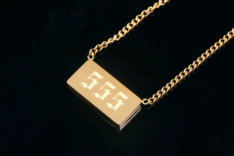 [W] ST005-PVD Gold Plated-(5pcs)-555-Stainless Steel Angel Number Necklace,Lucky Number Necklace,Waterproof-Wholesale Number, [PRODUCT_SEARCH_KEYWORD], JEWELFINGER-INBEAD, [CURRENT_CATE_NAME]