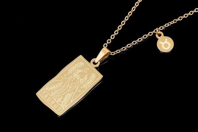 [W] ST002-PVD Gold Plated-(5pcs)-Taurus-Stainless Steel Tarot Zodiac Card  Necklace, Double Sided Square Necklace,Horoscope Necklace,Waterproof-Wholesale Zodiac, [PRODUCT_SEARCH_KEYWORD], JEWELFINGER-INBEAD, [CURRENT_CATE_NAME]
