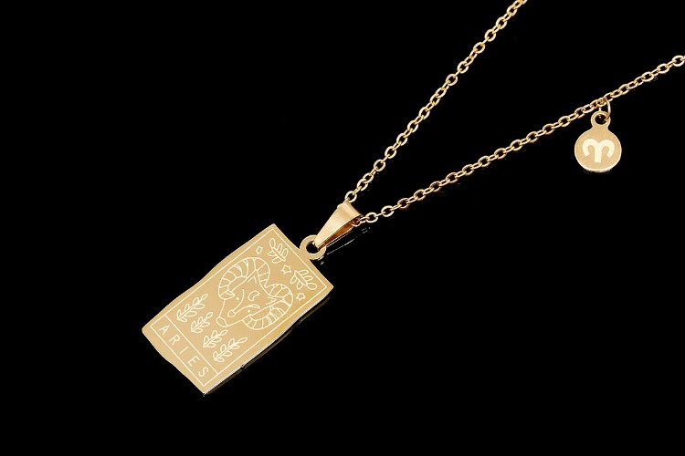 [W] ST002-PVD Gold Plated-(5pcs)-Aries-Stainless Steel Tarot Zodiac Card  Necklace, Double Sided Square Necklace,Horoscope Necklace,Waterproof-Wholesale Zodiac, [PRODUCT_SEARCH_KEYWORD], JEWELFINGER-INBEAD, [CURRENT_CATE_NAME]