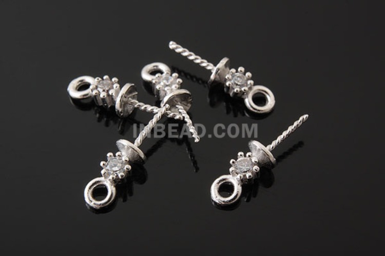 [W] K555-Rhodium Plated-(20pcs)-CZ Silver Beads Cap-Wholesale Silver Beads Caps, [PRODUCT_SEARCH_KEYWORD], JEWELFINGER-INBEAD, [CURRENT_CATE_NAME]