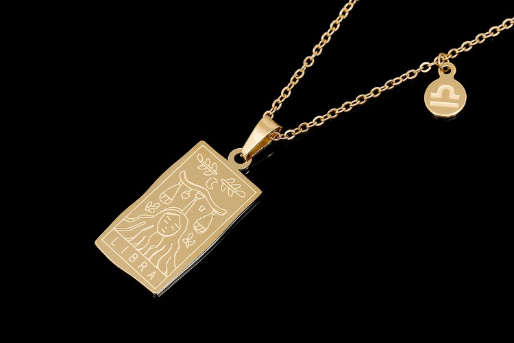 [W] ST002-PVD Gold Plated-(5pcs)-Libra-Stainless Steel Tarot Zodiac Card  Necklace, Double Sided Square Necklace,Horoscope Necklace,Waterproof-Wholesale Zodiac, [PRODUCT_SEARCH_KEYWORD], JEWELFINGER-INBEAD, [CURRENT_CATE_NAME]