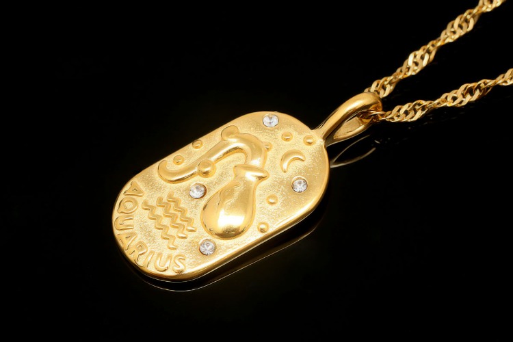 [W] ST004-PVD Gold Plated-(5pcs)-Aquarius-Stainless Steel Zodiac Necklace, Personalised Necklace,Horoscope Sign Necklace,Waterproof-Wholesale Zodiac, [PRODUCT_SEARCH_KEYWORD], JEWELFINGER-INBEAD, [CURRENT_CATE_NAME]