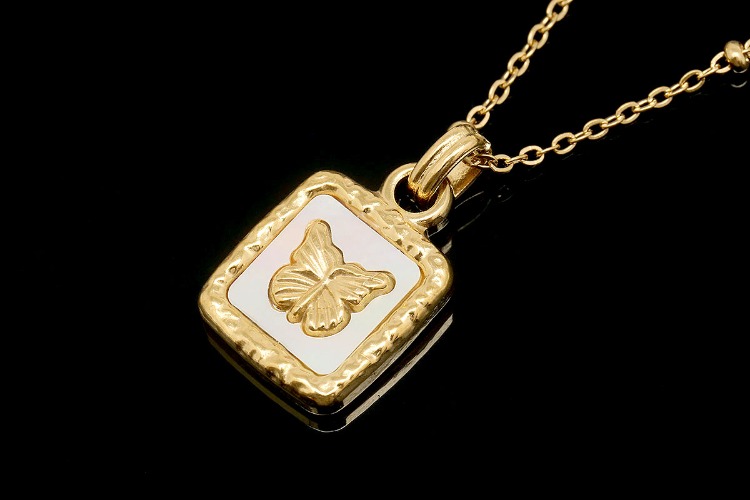 [W] ST016-PVD Gold Plated-(5pcs)-Stainless Steel Shell Butterfly Pendant Necklace,Tarnish Free Gold Necklaces for Women,Mother Of Pearl Necklace-Wholesale Chain, [PRODUCT_SEARCH_KEYWORD], JEWELFINGER-INBEAD, [CURRENT_CATE_NAME]