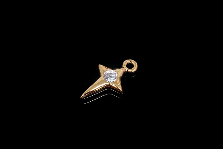 M076-Gold Plated-(1piece)-CZ Star Charms-Cubic Cross Charms-Gold North Star Pendant-Wholesale Charm, [PRODUCT_SEARCH_KEYWORD], JEWELFINGER-INBEAD, [CURRENT_CATE_NAME]
