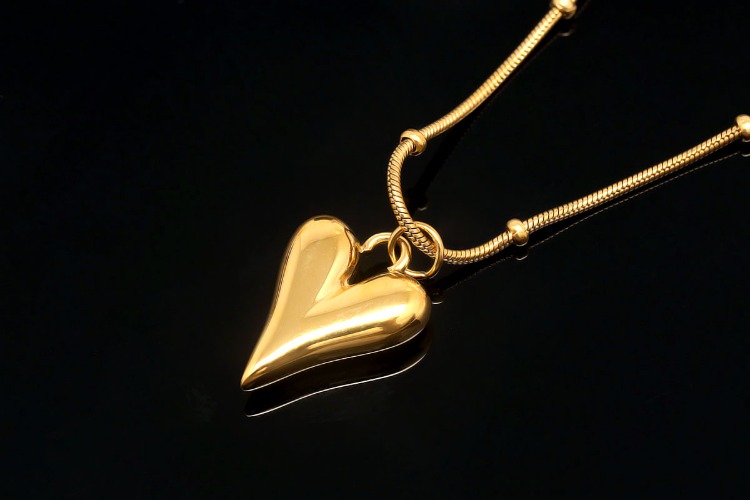 ST025-PVD Gold Plated-(1piece)-Stainless Steel Heart Charm Necklace,Tarnish Free Gold Necklaces for Women,Dainty Heart Necklace,Minimalist Necklace-Wholesale Chain, [PRODUCT_SEARCH_KEYWORD], JEWELFINGER-INBEAD, [CURRENT_CATE_NAME]
