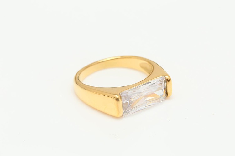 [W] ST033-PVD Gold Plated-(5pcs)-US size 7 CZ Stainless Steel Simple Ring,Luxury Rectangle CZ Ring,Minimalist Ring,Anti-allergic, Anti-tanish,Waterproof, [PRODUCT_SEARCH_KEYWORD], JEWELFINGER-INBEAD, [CURRENT_CATE_NAME]