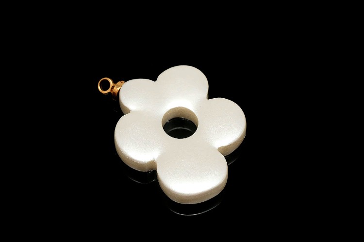 C1180-White Pearl Epoxy-(2pcs)-23*16mm Epoxy Flower Charms with Hanger,High Quality Resin Flower Pendant,DIY Jewelry Craft Supplies, [PRODUCT_SEARCH_KEYWORD], JEWELFINGER-INBEAD, [CURRENT_CATE_NAME]