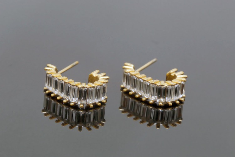 [W] ST030-PVD Gold Plated-(5pairs)-Stainless Steel Stud Earrings,Luxury Baguette CZ Earrings,Minimalist Earrings,Anti-allergic, Anti-tanish, [PRODUCT_SEARCH_KEYWORD], JEWELFINGER-INBEAD, [CURRENT_CATE_NAME]