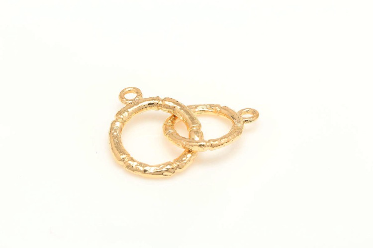 K226-Gold Plated-(2pcs)-Double Ring Connectors,Circle Link Charms,Circle Rings Charms,Two Circle Link Rings-Wholesale Connectors, [PRODUCT_SEARCH_KEYWORD], JEWELFINGER-INBEAD, [CURRENT_CATE_NAME]