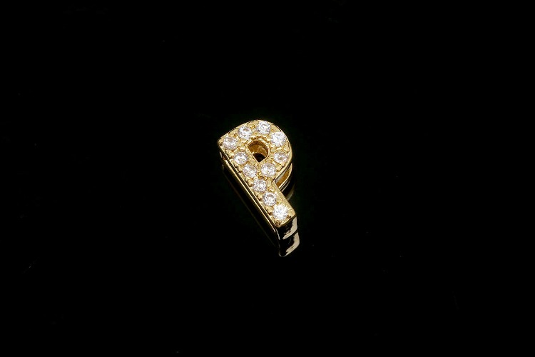 EM006-Gold Plated Initial P-(1piece)-Cubic Alphabet Letter Charm,CZ Initial Pendant,Nickel Free,Cubic Zirconia Letter,CZ On Brass Alphabet Letter-Wholesale Initials, [PRODUCT_SEARCH_KEYWORD], JEWELFINGER-INBEAD, [CURRENT_CATE_NAME]