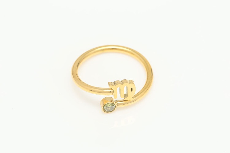 ST036-Gold Plated-(1piece)-Virgo-Stainless Steel Zodiac Ring,Birthstone Ring,Constellation Jewelry,Minimalist Stackable Ring,Waterproof,Anti-tanish, [PRODUCT_SEARCH_KEYWORD], JEWELFINGER-INBEAD, [CURRENT_CATE_NAME]