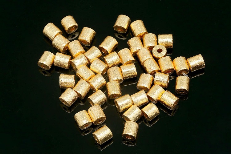 ID003-Brushed Gold Plated-(5pcs)-4*4.5mm Brushed Drum Beads,Long Cylinder Beads,Gold Spacer Beads,Heishi Barrel BeadS,Bracelet Beads, [PRODUCT_SEARCH_KEYWORD], JEWELFINGER-INBEAD, [CURRENT_CATE_NAME]