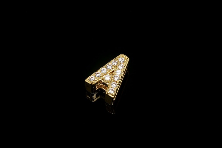 [W] EM006-Gold Plated Initial A-(10pcs)-Cubic Alphabet Letter Charm,CZ Initial Pendant,Nickel Free,Cubic Zirconia Letter,CZ On Brass Alphabet Letter-Wholesale Initials, [PRODUCT_SEARCH_KEYWORD], JEWELFINGER-INBEAD, [CURRENT_CATE_NAME]