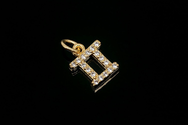 [W] EM008-Gold Plated-(10pcs)-Gemini-CZ Astrological  Zodiac Charms,Horoscope Charms,Constellation Jewelry Birth Signs,Constellation Pendant,Nickel Free-Wholesale Zodiac, [PRODUCT_SEARCH_KEYWORD], JEWELFINGER-INBEAD, [CURRENT_CATE_NAME]