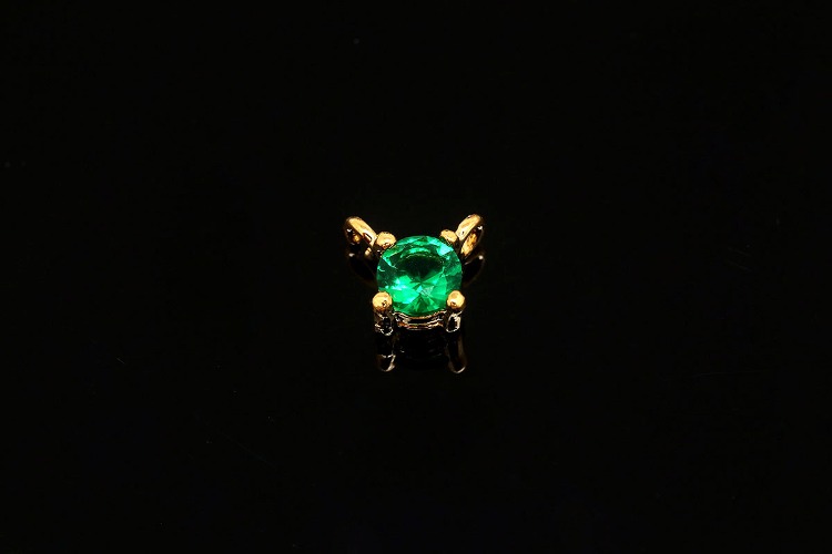 [W] H023-Gold Plated-(10pcs)-May Emerald-3.5mm CZ Birthstone Pendant,Birthstone 3.5mm Cubic Zirconia Charms,Gold Plated Birthstone Jewelry-Wholesale Charm, [PRODUCT_SEARCH_KEYWORD], JEWELFINGER-INBEAD, [CURRENT_CATE_NAME]