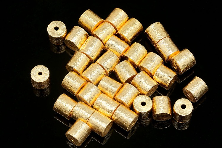 ID004-Brushed Gold Plated-(5pcs)-6*6mm Brushed Drum Beads,Long Cylinder Beads,Gold Spacer Beads,Heishi Barrel BeadS,Bracelet Beads, [PRODUCT_SEARCH_KEYWORD], JEWELFINGER-INBEAD, [CURRENT_CATE_NAME]