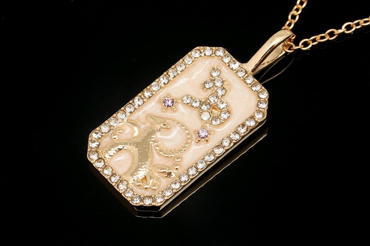[W] ST019-Gold Plated E-Coat Anti Tarnish-(5pcs)-Capricorn-E-coat Enamel Tarot Zodiac Necklace, CZ Personalized Necklace,Horoscope Necklace,Birthday Gift for Her,Waterproof-Wholesale Zodiac, [PRODUCT_SEARCH_KEYWORD], JEWELFINGER-INBEAD, [CURRENT_CATE_NAME]