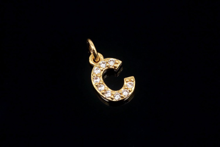 EM007-Gold Plated Initial C-(1piece)-Cubic Alphabet Letter Charm,Nickel Free,Micro Pave Initial Letter Alphabet Pendant Charms for Jewelry Making-Wholesale Initials, [PRODUCT_SEARCH_KEYWORD], JEWELFINGER-INBEAD, [CURRENT_CATE_NAME]