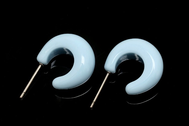 [W] B594-Skyblue Epoxy-(10pairs)- 16mm Epoxy Round Post Earrings,Half-moon Earring,Titanium Post,Daily Earrings, [PRODUCT_SEARCH_KEYWORD], JEWELFINGER-INBEAD, [CURRENT_CATE_NAME]