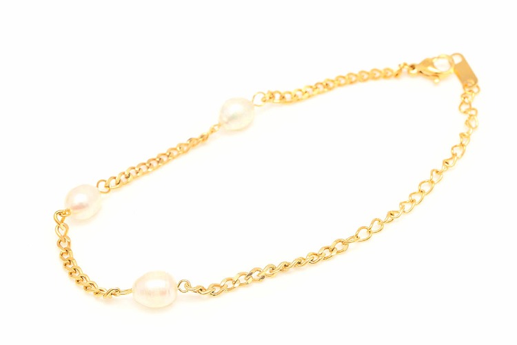 [W] ST046-PVD Gold Plated-(5pcs)-Stainless Pearl Bracelet,Natural Pearl Bracelet-Wholesale Chain, [PRODUCT_SEARCH_KEYWORD], JEWELFINGER-INBEAD, [CURRENT_CATE_NAME]
