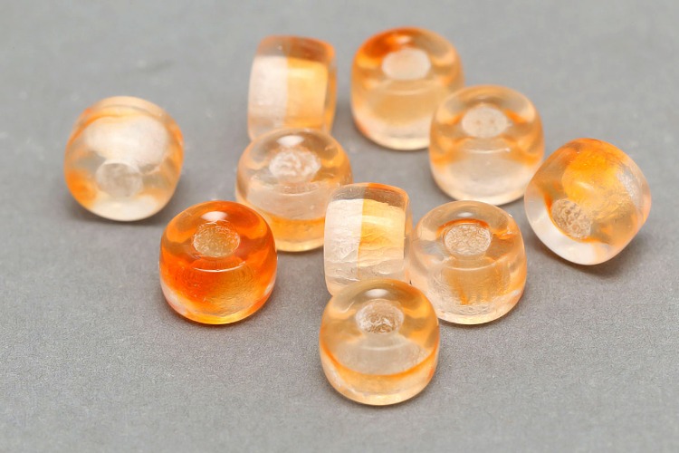 [W] C475-Czech Glass-(200pcs)-6*4mm Czech Glass Rondelle Beads ,Orange White Mixed Beads,Czech Tube Beads,Jewelry Making Beads, [PRODUCT_SEARCH_KEYWORD], JEWELFINGER-INBEAD, [CURRENT_CATE_NAME]