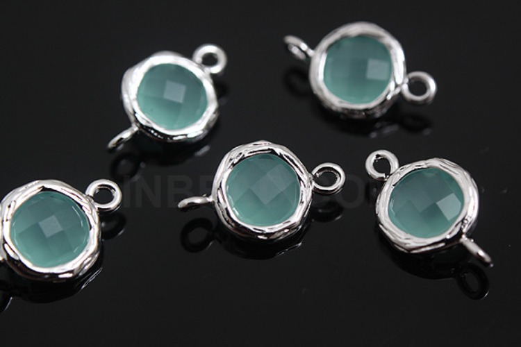 S145-Rhodium Plated-(2pcs)-Mint Glass-7.5mm Framed Glass-Wholesale Glass, [PRODUCT_SEARCH_KEYWORD], JEWELFINGER-INBEAD, [CURRENT_CATE_NAME]