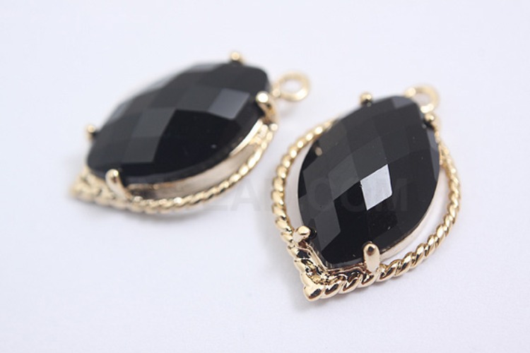 S128-Gold Plated-(1piece)-Black Glass-18.5*12.5mm Framed Glass-Wholesale Glass, [PRODUCT_SEARCH_KEYWORD], JEWELFINGER-INBEAD, [CURRENT_CATE_NAME]