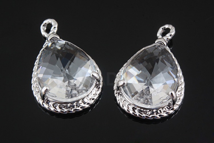M780-Rhodium Plated-(2pcs)-Crystal Glass Drop Pendant-Framed Glass Crystal-Wholesale Glass, [PRODUCT_SEARCH_KEYWORD], JEWELFINGER-INBEAD, [CURRENT_CATE_NAME]