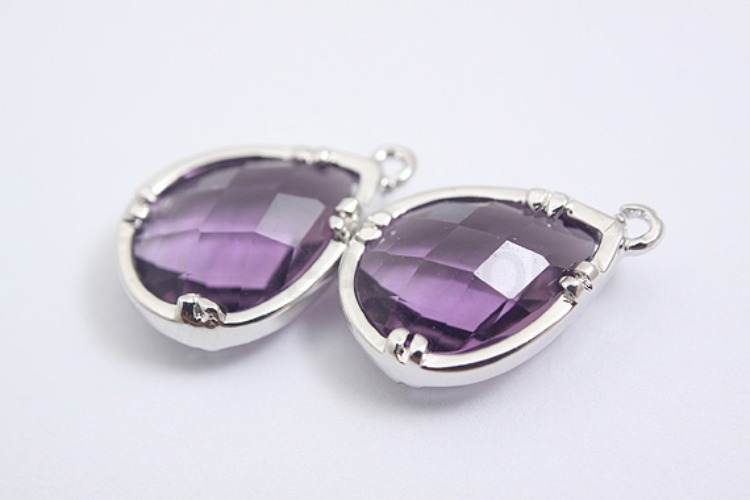 S086-Rhodium Plated-(1piece)-Amethyst Glass-15.5*10mm Framed Glass-Wholesale Glass, [PRODUCT_SEARCH_KEYWORD], JEWELFINGER-INBEAD, [CURRENT_CATE_NAME]
