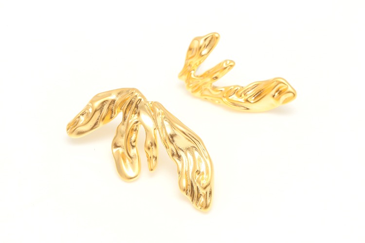 [W] CH120-Matt Gold Plated-(10pairs)-Leaf Stud Earrings-Unique Earrings-Silver Post-Silver Post, [PRODUCT_SEARCH_KEYWORD], JEWELFINGER-INBEAD, [CURRENT_CATE_NAME]
