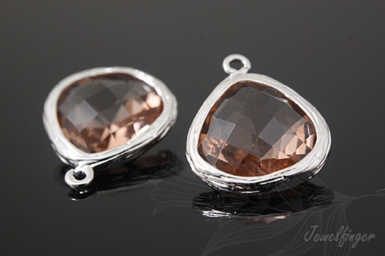 [W] M490-Rhodium Plated-(20pcs)-13mm Champagne Topaz Glass Drop Pendant-Framed Glass Champagne Topaz-Wholesale Glass, [PRODUCT_SEARCH_KEYWORD], JEWELFINGER-INBEAD, [CURRENT_CATE_NAME]
