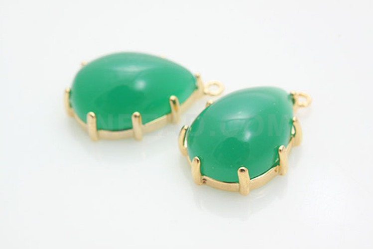 M337-Gold Plated-(2pcs)-Green Glass-11.5*18mm Framed Glass-Wholesale Glass, [PRODUCT_SEARCH_KEYWORD], JEWELFINGER-INBEAD, [CURRENT_CATE_NAME]