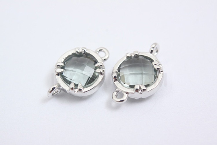 S105-Rhodium Plated-(2pcs)-Charcoal Glass-8mm Framed Glass-Wholesale Glass, [PRODUCT_SEARCH_KEYWORD], JEWELFINGER-INBEAD, [CURRENT_CATE_NAME]