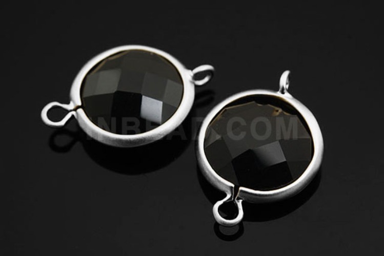 E657-Matt Rhodium Plated-(2pcs)-Onyx-12 mm Framed Glass-Wholesale Glass, [PRODUCT_SEARCH_KEYWORD], JEWELFINGER-INBEAD, [CURRENT_CATE_NAME]