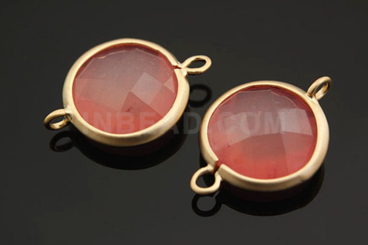 H208-Matt Gold Plated-(1piece)-Rose Aventurine-12 mm Framed Glass-Wholesale Glass, [PRODUCT_SEARCH_KEYWORD], JEWELFINGER-INBEAD, [CURRENT_CATE_NAME]