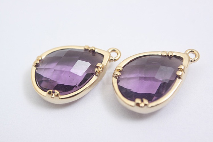 S079-Gold Plated-(1piece)-Amethyst Glass-15.5*10mm Framed Glass-Wholesale Glass, [PRODUCT_SEARCH_KEYWORD], JEWELFINGER-INBEAD, [CURRENT_CATE_NAME]