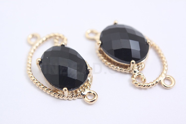 S056-Gold Plated-(1piece)-Black Glass-20*11mm Framed Glass-Wholesale Glass, [PRODUCT_SEARCH_KEYWORD], JEWELFINGER-INBEAD, [CURRENT_CATE_NAME]