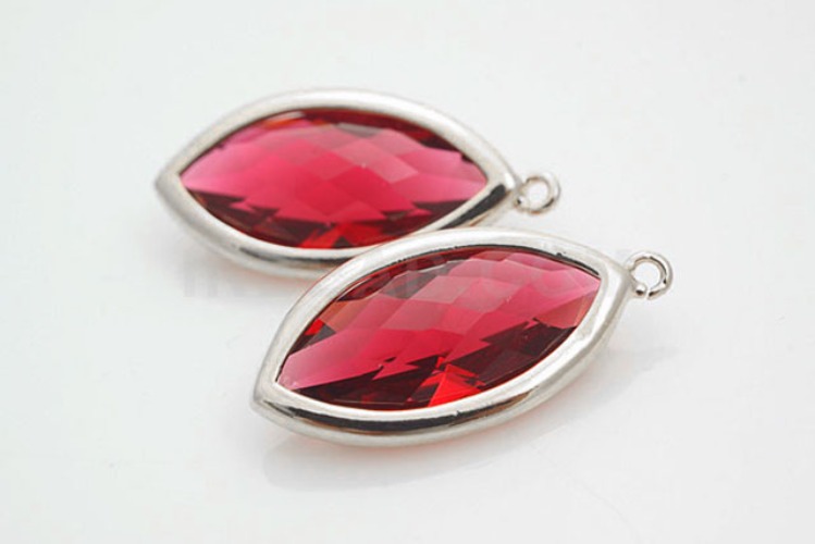 M308-Rhodium Plated-(2pcs)-Ruby Glass-11*21mm Framed Glass Amethyst-Wholesale Glass, [PRODUCT_SEARCH_KEYWORD], JEWELFINGER-INBEAD, [CURRENT_CATE_NAME]