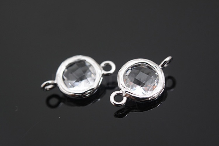 S052-Rhodium Plated-(2pcs)-Crystal Glass-7.5mm Framed Glass-Wholesale Glass, [PRODUCT_SEARCH_KEYWORD], JEWELFINGER-INBEAD, [CURRENT_CATE_NAME]