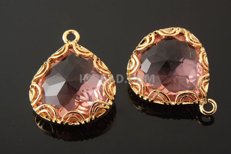 H1170-Gold Plated-(1piece)-Champagne Topaz Glass Charms-15*17mm Framed Glass-Wholesale Glass, [PRODUCT_SEARCH_KEYWORD], JEWELFINGER-INBEAD, [CURRENT_CATE_NAME]