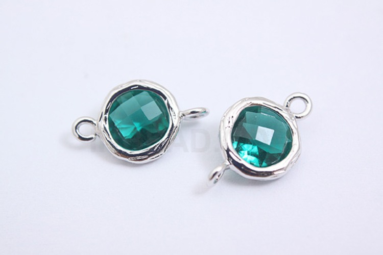 S046-Rhodium Plated-(1piece)-Emerald Glass-7.5mm Framed Glass-Wholesale Glass, [PRODUCT_SEARCH_KEYWORD], JEWELFINGER-INBEAD, [CURRENT_CATE_NAME]